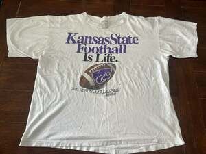 Vintage 1994 Kansas State Football Is Life Shirt White XXL Big Ball Sports